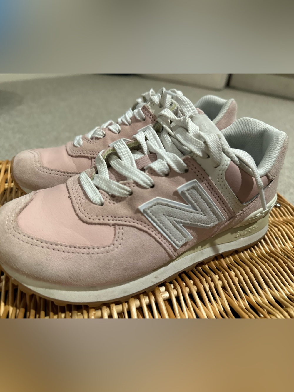New Balance Blush Pink Suede Sneakers with White N Logo Sz 6B